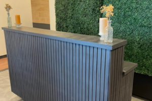 Black Slatted Wood Bar